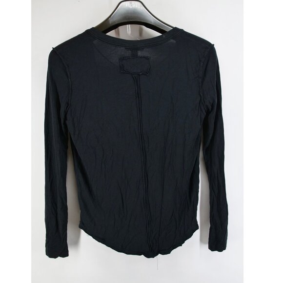 We The Free Black Long Sleeve V-Neck Shirt Womens Size Small Viscose - Picture 7 of 7